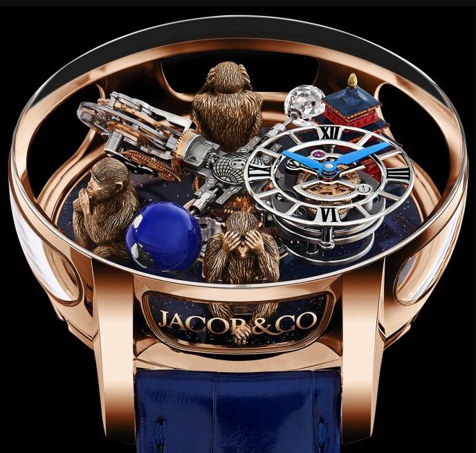 Review Jacob & Co ASTRONOMIA ART THREE WISE MONKEYS + TEMPLE AT102.40.AB.UB.A Replica watch - Click Image to Close